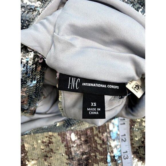 INC Silver‎ Sequins Cold Shoulder Top Sz XS NEW - Picture 4 of 8